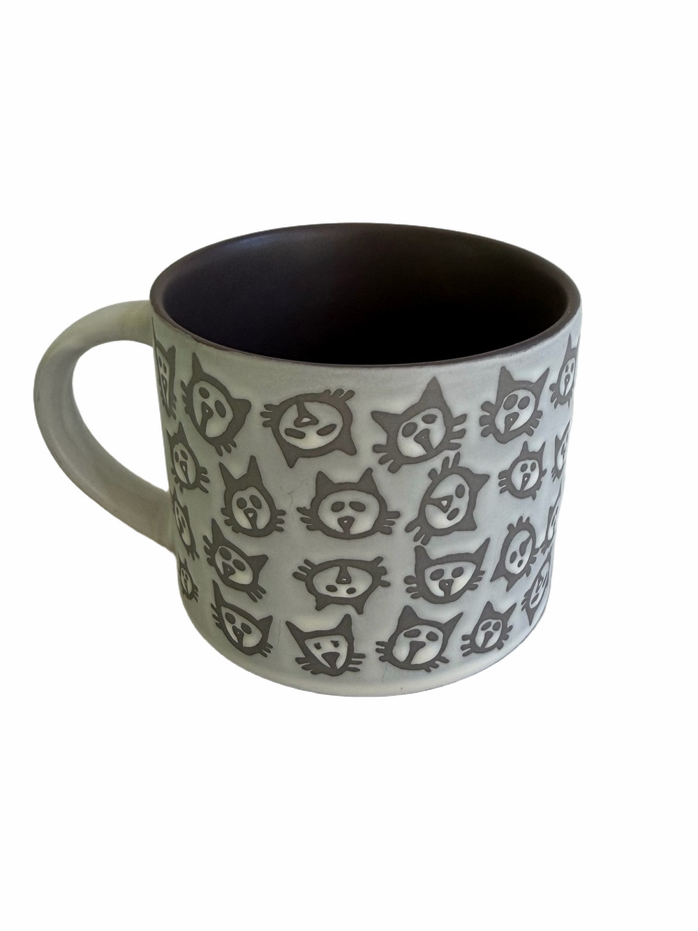 Ore Originals Pop-of-Color Cat Face Ceramic Mug Gray